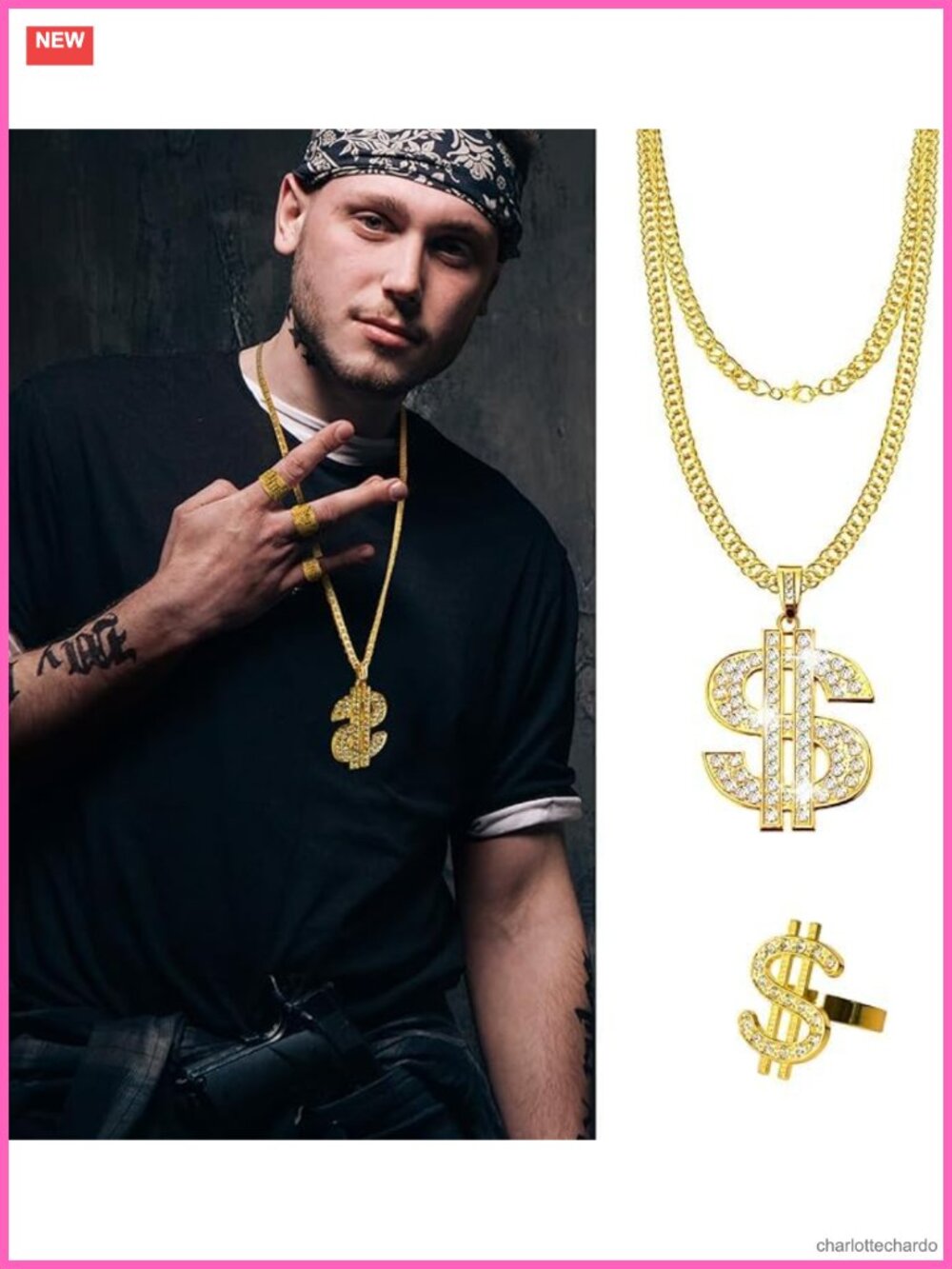 7 Pc 90s Hip Hop Rapper Costume Accessory Set Inflatable Props - Picture 5 of 6
